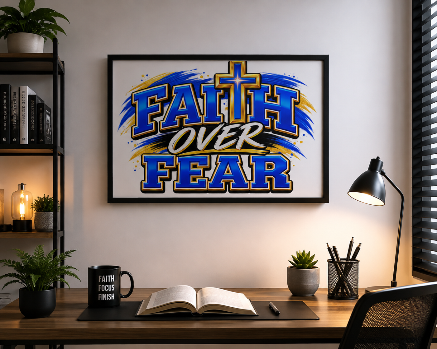 FAITH OVER FEAR Christian Wall Art