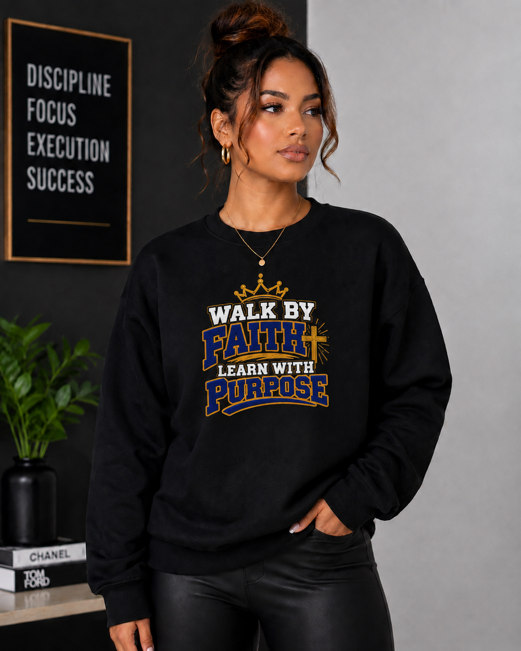 WALK BY FAITH, LEARN WITH PURPOSE Christian Sweatshirt