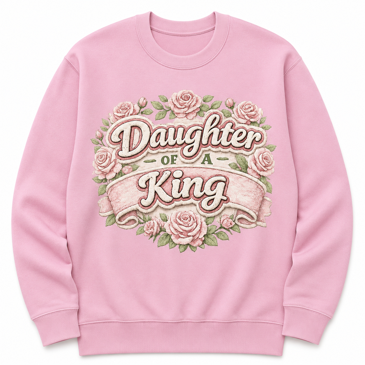 Daughter of a King Christian Sweatshirt | Faith-Based Floral Crewneck for Women