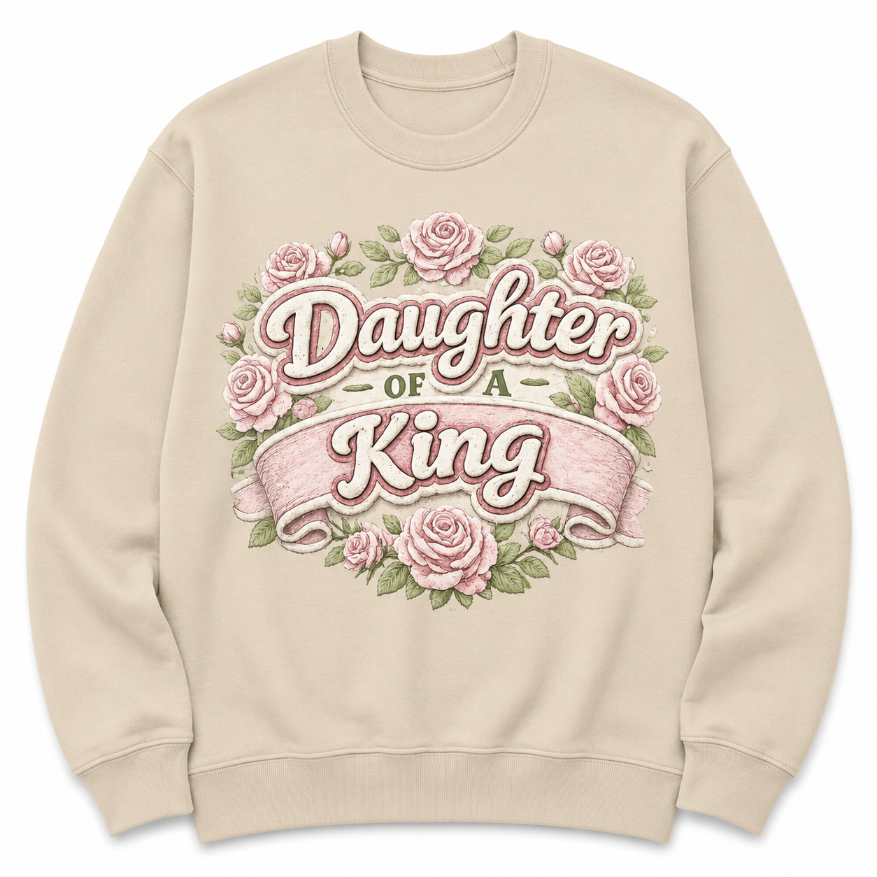 Daughter of a King Christian Sweatshirt | Faith-Based Floral Crewneck for Women