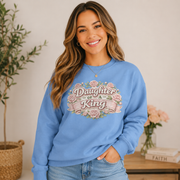 Daughter of a King Christian Sweatshirt | Faith-Based Floral Crewneck for Women