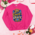 Saved by Grace Diamond Edition Christian Sweatshirt – Ephesians 2:8-9 Faith Crewneck