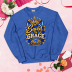 Saved by Grace Diamond Edition Christian Sweatshirt – Ephesians 2:8-9 Faith Crewneck