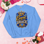 Saved by Grace Diamond Edition Christian Sweatshirt – Ephesians 2:8-9 Faith Crewneck