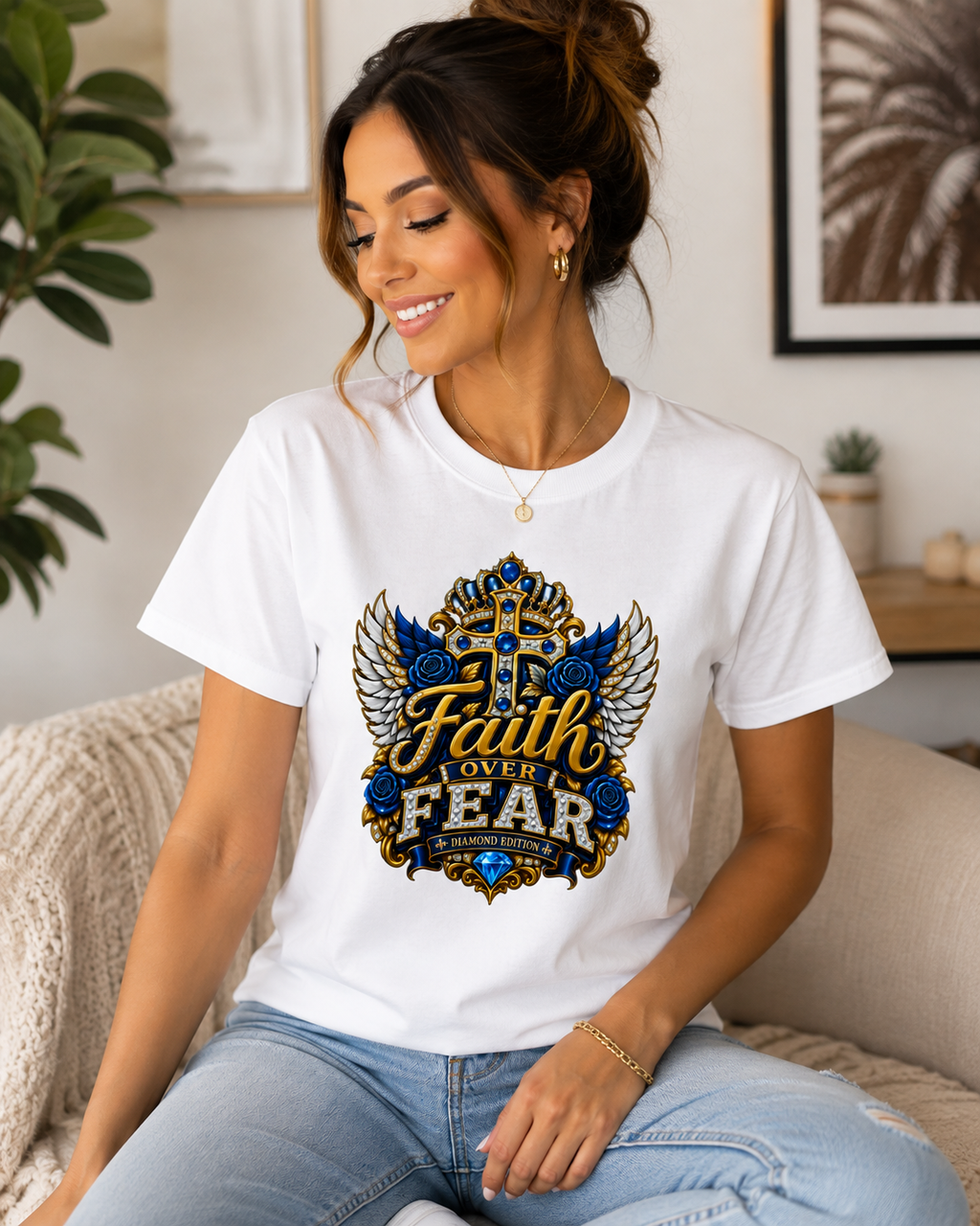 Faith Over Fear Diamond Edition T-Shirt – Inspirational Faith Shirt – Unisex Christian Apparel